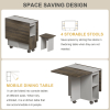 5 Pieces Folding Extendable Dining Table Set with 4 Chairs for 4 Peoples, 55'' Drop Leaf Wood Kitchen Dining Room Table Set with Storage and 6 Wheels