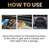Oven foam cleaner for oven grills decontamination deodorant deodorant odor remover