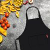 Professional Adjustable Black 100% Cotton Apron with 2 Pockets Cooking Kitchen Chef Women Men Aprons for Home Kitchen, Restaurant, Coffee House, Bakin