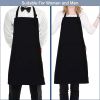 Professional Adjustable Black 100% Cotton Apron with 2 Pockets Cooking Kitchen Chef Women Men Aprons for Home Kitchen, Restaurant, Coffee House, Bakin