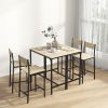 HOMCOM 3 Piece Pub Table and Chairs for 2, Bar Table and Stools with Footrest for Small Space, Oak