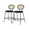 Set of 2 Modern Velvet Counter Stools with Upholstery Black