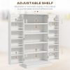 HOMCOM 41" Kitchen Sideboard Cabinet with 5-Tier Shelving 12 Spice Racks Adjustable Shelves, White