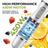 HB-2016A Hand Blender 5 in 1 white Immersion Blender Set, 30-Speed Hand Stick Blender with 600ml Beaker, 500ml Food Processor, Egg Whisk, Milk Frother