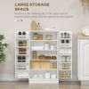 HOMCOM 41" Kitchen Sideboard Cabinet with 5-Tier Shelving 12 Spice Racks Adjustable Shelves, White