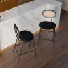 Set of 2 Modern Velvet Counter Stools with Upholstery Black