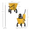 HOMCOM Mop Bucket with Wringer on Wheels for Floor Cleaning, 27.5 Quart Down Press Wringer with Handle and Mop, Yellow