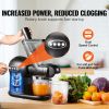 VEVOR Slow Masticating Juicer, 2-Speed Mode Cold Press Juicer Machine with Reverse Function, Quiet Motor Slow Juicer, Juice Extractor Maker Easy to Cl