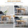 HOMCOM Compact Folding Dining Table 56" Small Space Wood Kitchen Table Drop Leaf Natural