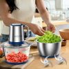 KOIOS 2L Electric Food Chopper Processor Vege Meat Grinder Mixer 2 Bowls Stainless Steel Glass