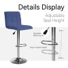 Bar Stools 1 Set of 2, Counter Height Bar Stools, Square Cushion Bar Stools with Back, Footstool, Cafe, Blue, 2 pieces