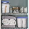 4 Pack 32 Quart Clear Storage Bin, Latched Storage Container, with Blue HI-RISE Lid