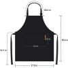 Professional Adjustable Black 100% Cotton Apron with 2 Pockets Cooking Kitchen Chef Women Men Aprons for Home Kitchen, Restaurant, Coffee House, Bakin