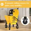 HOMCOM Mop Bucket with Wringer on Wheels for Floor Cleaning, 27.5 Quart Down Press Wringer with Handle and Mop, Yellow