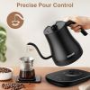 Electric Gooseneck Kettle Temperature Control Pour-Over Tea Kettle for Coffee Brewing;  Stainless Steel Inner;  1300W Rapid Heating;  Temp Holding Mat