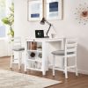 36" Modern Dining Table Set for 2 with Charging Station & 3-Tier Adjustable Storage | Space-Saving Kitchen Set with Upholstered Chairs for Small Space