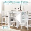 36" Modern Dining Table Set for 2 with Charging Station & 3-Tier Adjustable Storage | Space-Saving Kitchen Set with Upholstered Chairs for Small Space