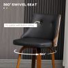 HOMCOM Bar Stools Set of 2 Counter Height Swivel PU Leather Tufted Back Footrest Black for Dining Room