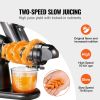 VEVOR Slow Masticating Juicer, 2-Speed Mode Cold Press Juicer Machine with Reverse Function, Quiet Motor Slow Juicer, Juice Extractor Maker Easy to Cl
