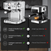 W1002P292436  1350W Semi-automatic Coffee Machine 20Bar Professional Concentrated Coffee Maker with Milk Foamer, Single Shot and Double Shot, Compatib