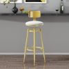 Set of 2 Modern Adjustable Swivel Velvet Bar Stools with Upholstery White