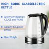 [Old Code: 93541003] ZOKOP HD-1857-A 110V 1200W 1.8L Electric Glass Kettle US Plug