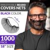 Black Disposable Beard Nets for Men Food Service, 18 Inch. Pack of 1000 Nylon Disposable Beard Covers Nets for Cooking. Kitchen Beard Guard for Restau
