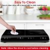 Double Induction Cooktop,  Portable Dual Countertop Burner with Sensor Touch, 4000W  Induction Cooktop 2 Burner, Electric Countertop Cooker with 9 Tem