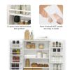 HOMCOM 41" Kitchen Sideboard Cabinet with 5-Tier Shelving 12 Spice Racks Adjustable Shelves, White