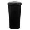 Kitchen Trash Can, 13.3 Gallon, Plastic Touch Top Garbage Bin with Lid, Black