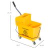 HOMCOM Heavy Duty Janitor Mop Bucket with Wringer, Durable Yellow, Easy Clean-Up