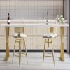 Set of 2 Modern Adjustable Swivel Velvet Bar Stools with Upholstery White