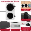 2000W Electric Infrared Dual Burner Portable Heating Hot Plate Stove Countertop RV Hotplate with 7.5' & 6.3' Glass Cooktop Stepless Temperature Adjust