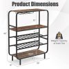 16 Bottle Wine Rack with 5-Tier Wine Shelf and Glass Holders for Kitchen Bar