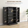 HOMCOM Freestanding Kitchen Pantry Cabinet, Kitchen Cabinet with 12 Door Shelves, Double Doors, 5-tier Shelving, Black