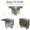 5 Pieces Folding Extendable Dining Table Set with 4 Chairs for 4 Peoples, 55'' Drop Leaf Wood Kitchen Dining Room Table Set with Storage and 6 Wheels