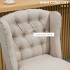 HOMCOM Counter Height Bar Stools Set of 2, 27" Inch Height Barstools with Nailhead-Trim, Tufted Back and Wood Legs, Beige