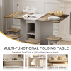 5 Pieces Folding Extendable Dining Table Set with 4 Chairs for 4 Peoples, 55'' Drop Leaf Wood Kitchen Dining Room Table Set with Storage and 6 Wheels