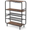 16 Bottle Wine Rack with 5-Tier Wine Shelf and Glass Holders for Kitchen Bar