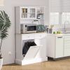 HOMCOM 68" Storage Pantry Cupboards, Freestanding Cabinet w/ 2 Tilt Out Cabinets & Build-in Charging Station for Dining Room, White