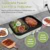 Electric Hot Pot with Grill 2-in-1 Hot Pot and Frying Pan Portable Non-Stick Pot and Griddle Electric Cooker Pot with Glass Lid Fast Heating for 1-2 P