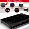 4000W Induction Cooktop Portable Double Induction Cooker Electric Dual Burner Stove Countertop Hot Plate with 9 Power 9 Temperature 0-3H Timer GPCT539