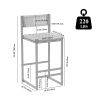 Kitchen Bar Stools with Footrest Set of 2 Paper Rope Weave Dining Chairs Counter Height Barstool (Style B Black & Honey)