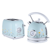 PS823NT Rapid Boiling Electric Kettle, Light Blue Floral Electric Kettle, Retro STRIX Temperature Controller + Water Level Gauge, 2200W,1.8L SUS304, N