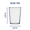Arabella Drinking Glass, 16 oz Clear Tumbler, Set of 12