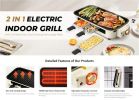 Smokeless Indoor Electric Grill with Removable Non-Stick Plate, 1500W Portable BBQ Griddle, Dishwasher Safe, Hot Pot Cooking, Kitchen Essential, Perfe