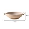 9.75" Ceramic Low Stone Distressed Bowl, Taupe