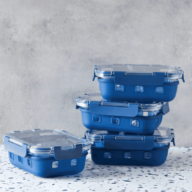Glass Prep & Store Set with Silicone Grip 8 PCS Storage Set
