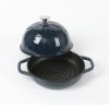 HAWOK Cast Iron Bread Cloche, Dia. 7.8inch/20cm, with Proofing Basket and Dough Scoring Knife, Sourdough Baking Pan Enameled Navy Blue