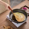 WANGYUANJI 11.8"Cast Iron Wok with Dual Handles and Wooden Lid, Uncoated Frying Pan for Gas and IH, Chinese Thickened Pancake Pan, Stir-frying and IH